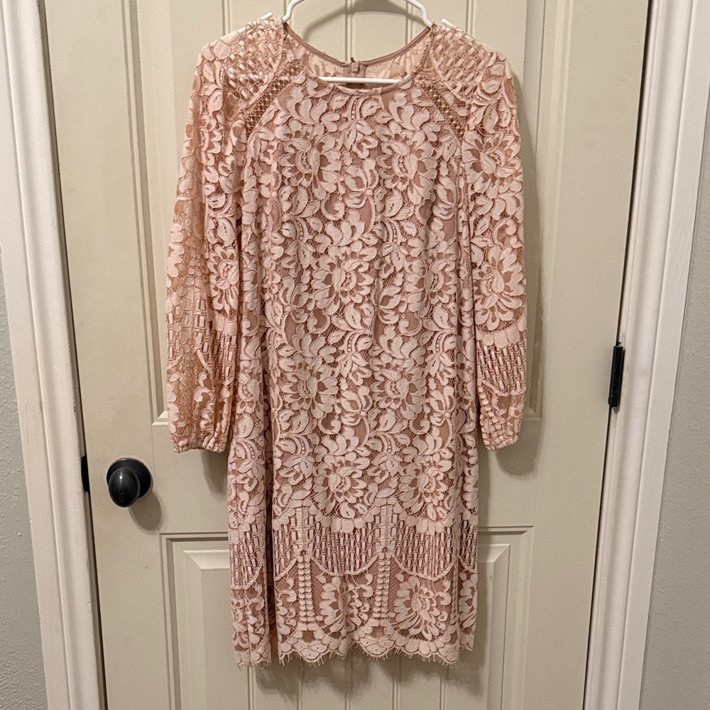 Vince Camuto Blush Floral Lace Dress